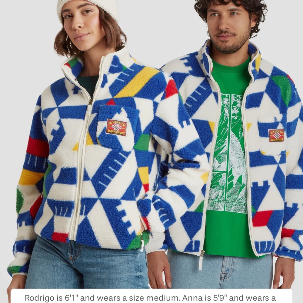 Geometric Fleece Jacket with Bold Colors - Picture 2 of 8